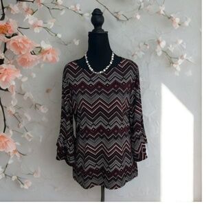 New Directions Multi Colored Chevron Blouse